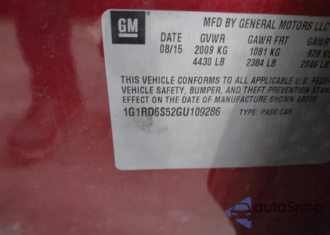 2016 Chevrolet Volt Premier z USA, uszkodzony, nr VIN 1G1RD6S52GU109286